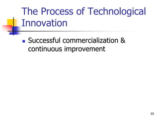 The Process of Technological
Innovation
 Successful commercialization &
continuous improvement
55
 