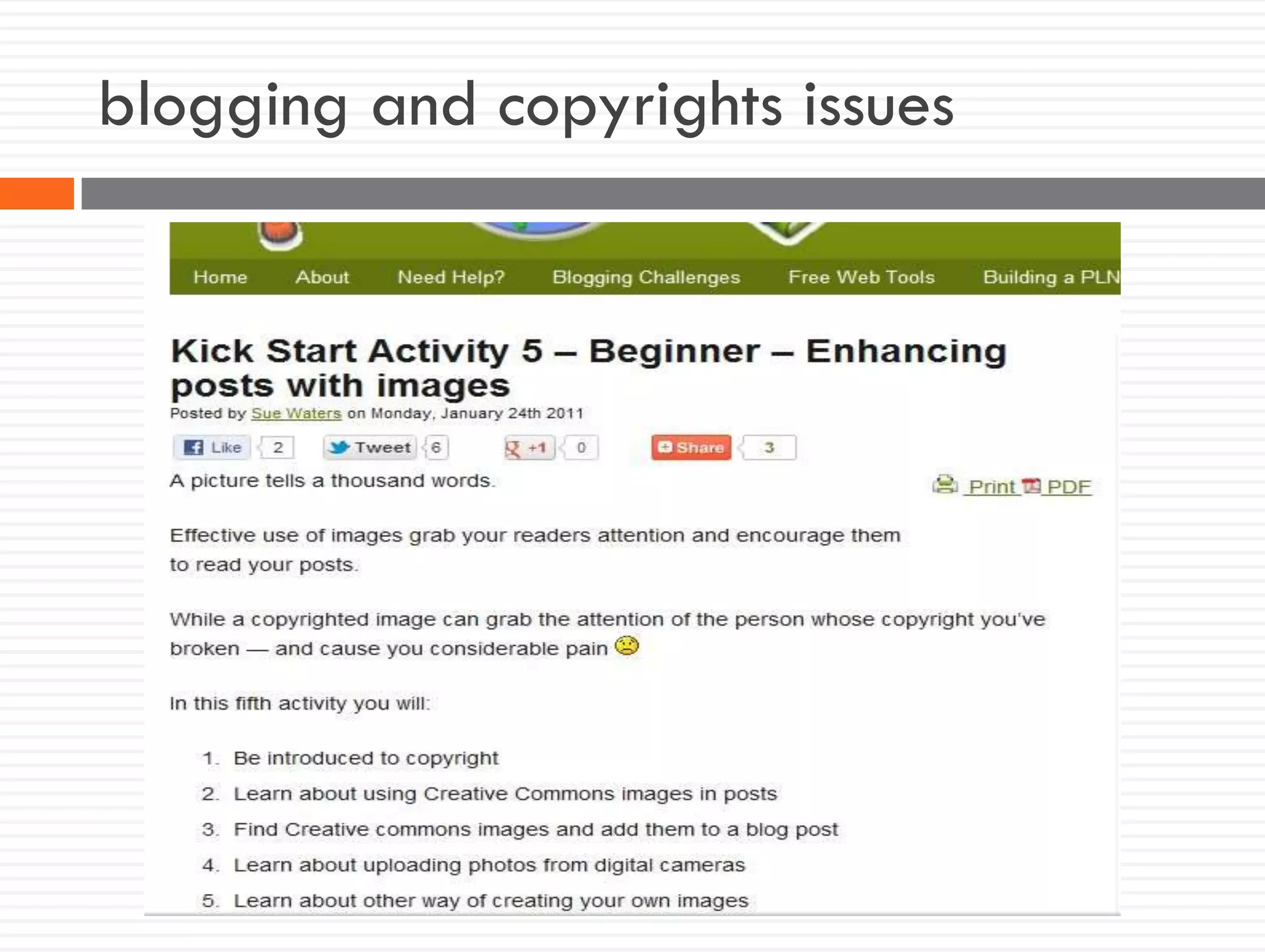 blogging and copyrights issues
 