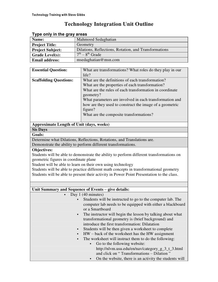 Technology Integration Unit Outline
