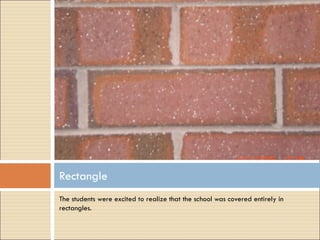 The students were excited to realize that the school was covered entirely in rectangles. Rectangle 