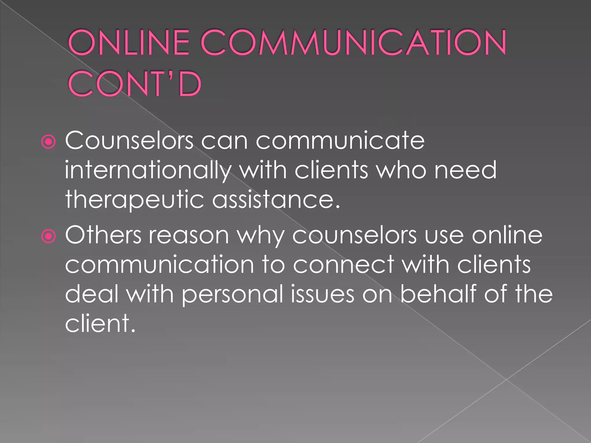 Technology in the field of counseling ppt | PPTX