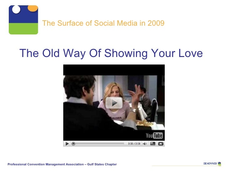 The Old Way Of Showing Your Love The Surface of Social Media in 2009 Professional Convention Management Association – Gulf...