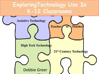 ExploringTechnology Use In K-12 Classrooms Assistive Technology TeachertoTeacher High Tech Technology 21st Century Technology 1 Debbie Greer 