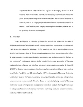 Nindya, May 13, 2008.  “Case Study Reading- Samsung Electronics Company: Global Marketing Operations.” . 
