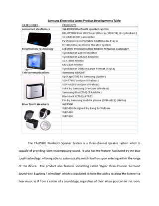 Business Week, Rocks, David, Ihlwan, Moon, Nov. 29, 2004.  “Samsung Design.” . 