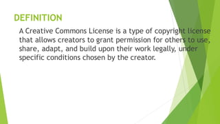 Creative Commons Computer Science Define Creative Commons License- Technology Seminar | PDF