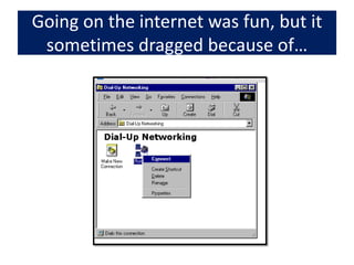 Going on the internet was fun, but it sometimes dragged because of…