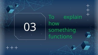 To explain
how
something
functions
03
 