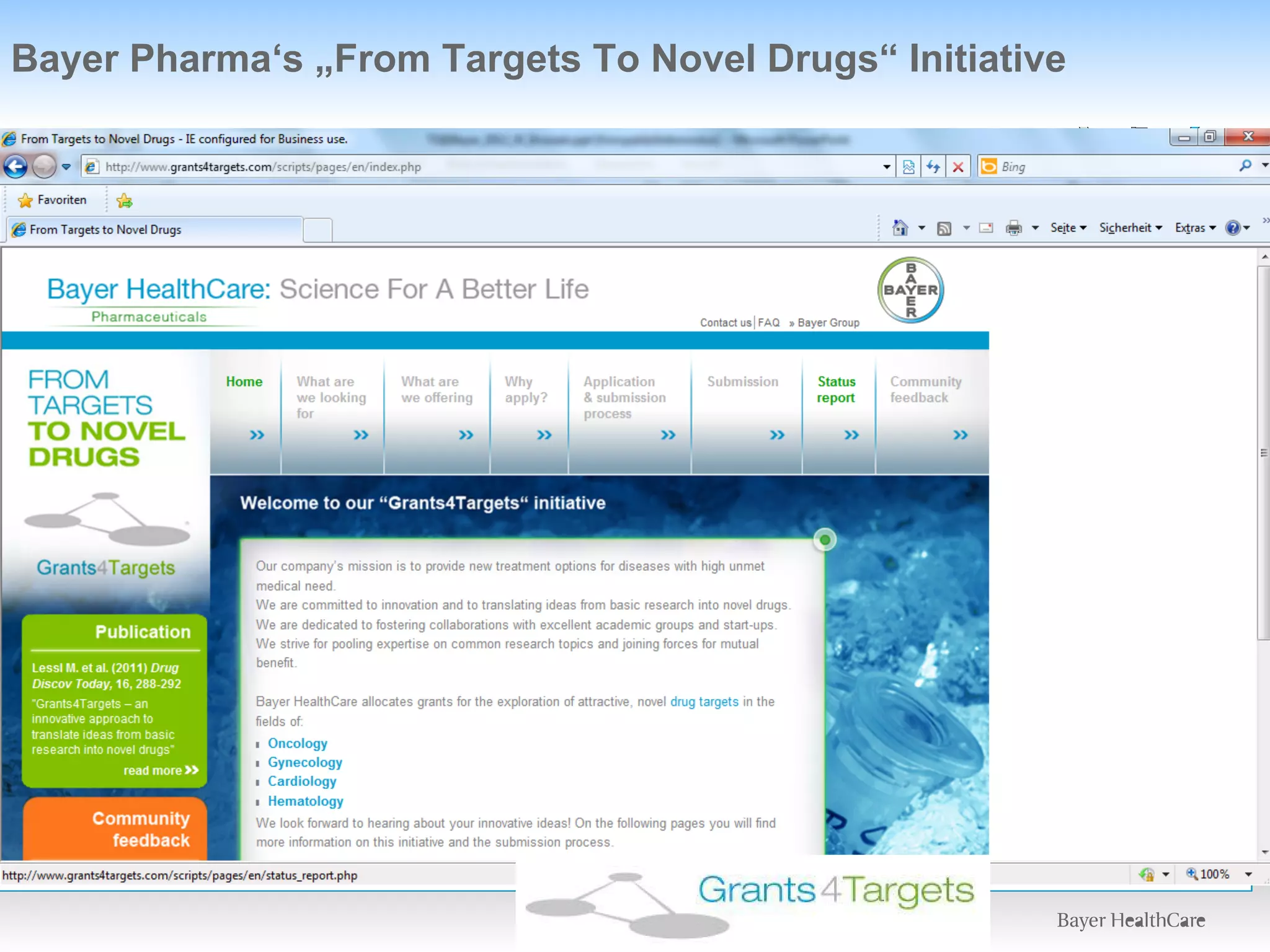 Bayer Pharma‘s „From Targets To Novel Drugs“ Initiative
 