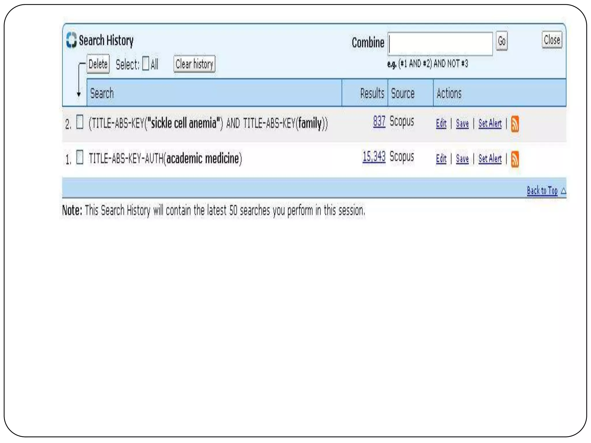 Search History/Combine