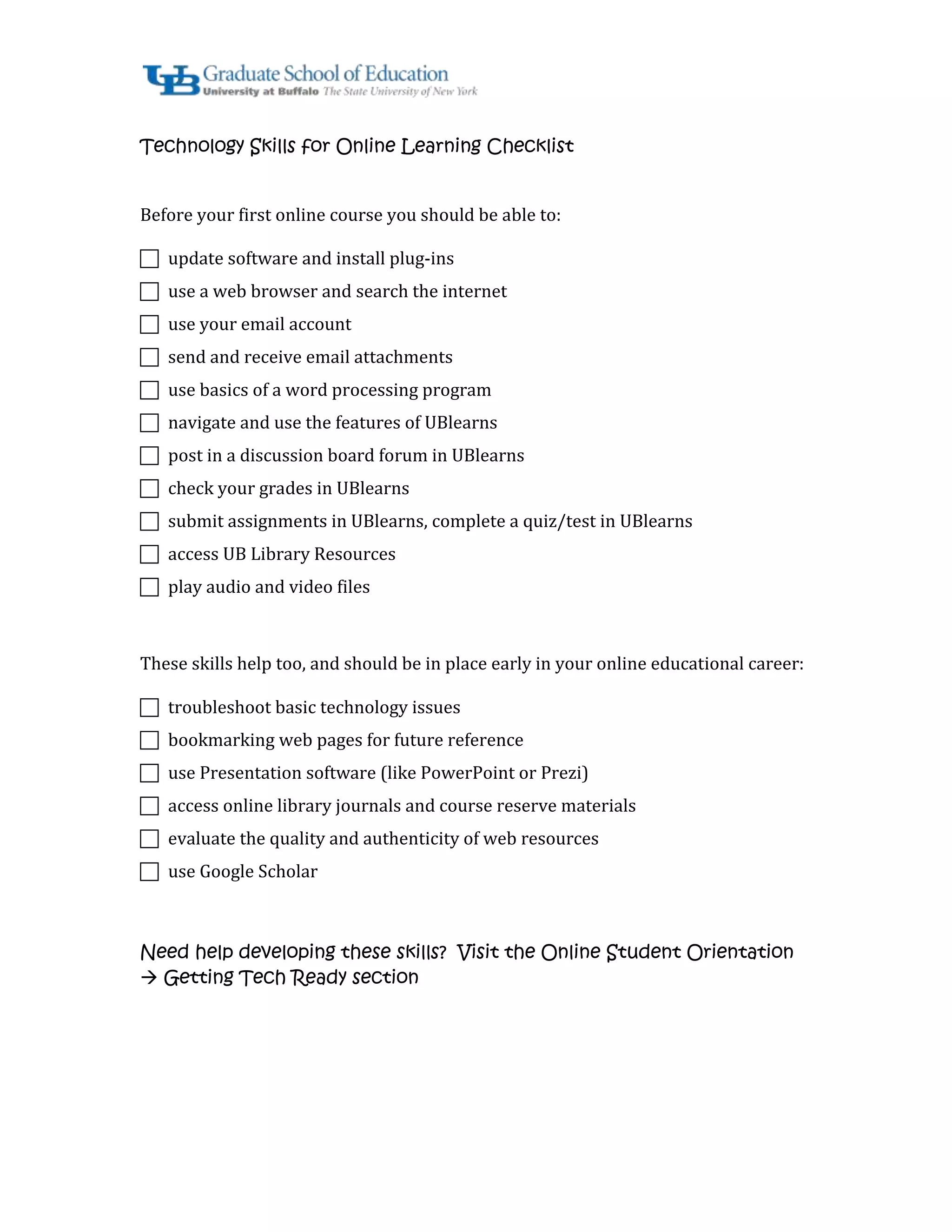 Skills For Online Learning