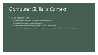Technology skills for school librarians | PPTX
