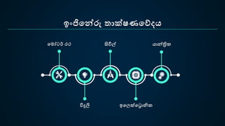 ඉංජිවන්රු තාක්ෂණවේදය
වමෝටර් රථ සවිල්
විදුලි ඉවලක්වරොනික
යාන්ත්‍රික
 