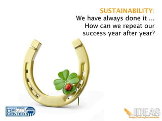 SUSTAINABILITY:
We have always done it ...
  How can we repeat our
 success year after year?	
  




                            7
 