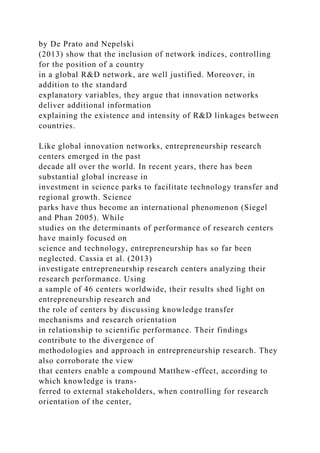 Technology transfer in a global economyDavid B. Audretsch .docx