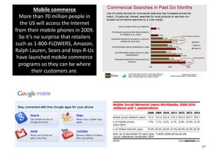 Mobile	
  commerce	
  
  More	
  than	
  70	
  million	
  people	
  in	
  
  the	
  US	
  will	
  access	
  the	
  Interne...