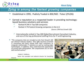 www.zylog.cawww.zylog.ca 9
Zylog is among the fastest growing companies
 Established in 1995, Publicly Traded in BSE/NSE ...