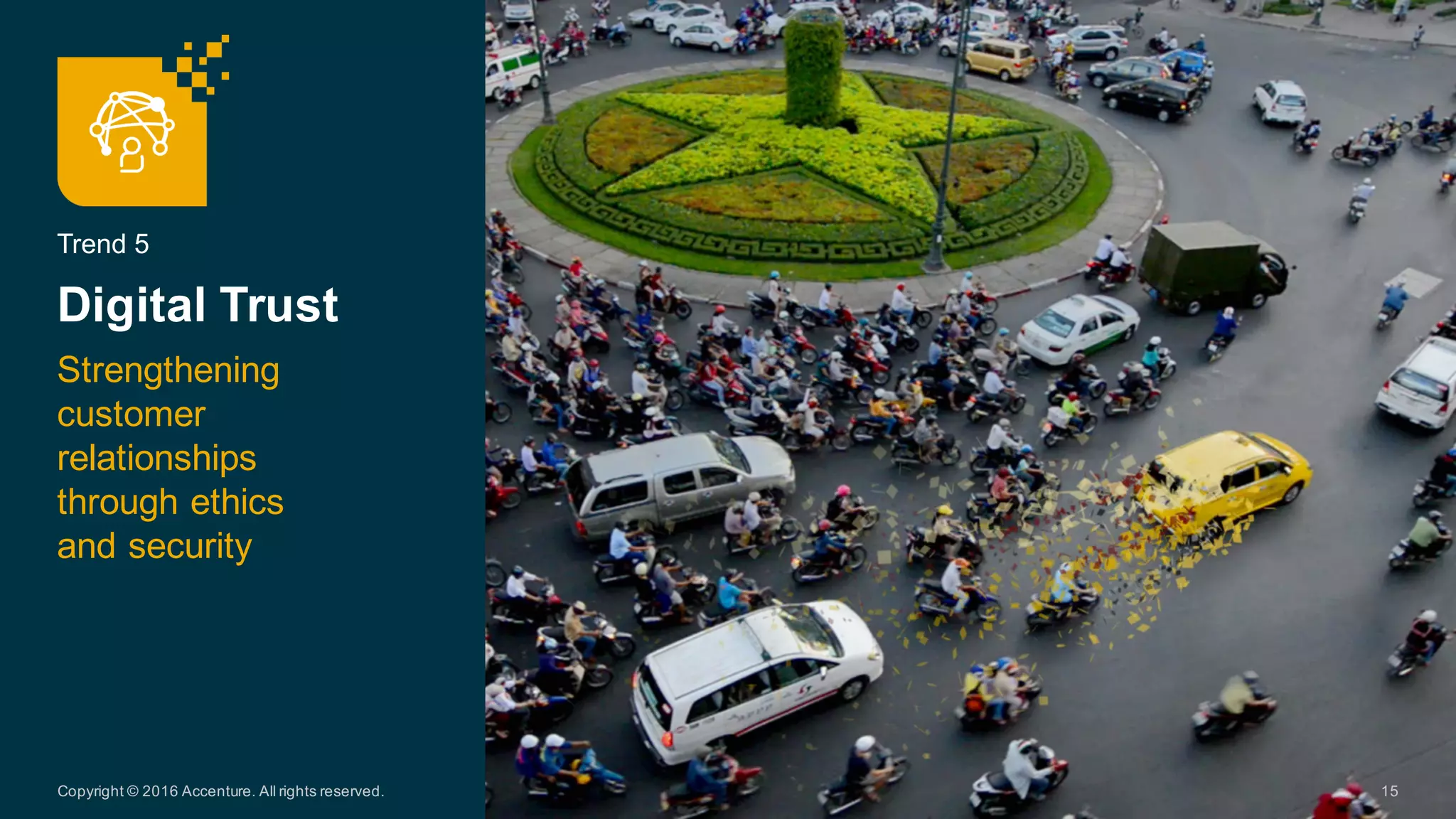 Trend  5
Digital  Trust
Strengthening  
customer  
relationships  
through  ethics  
and  security
15Copyright  ©  2016  Accenture.  All  rights  reserved.
 