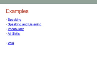 Types of Blogs/WikisBloggerEasy to useCustomizable Requires a Google accountWordPressSlightly more difficult to useMore customizable than Blogger WikispacesEasy to useMay be less recognizable to students than a blog
