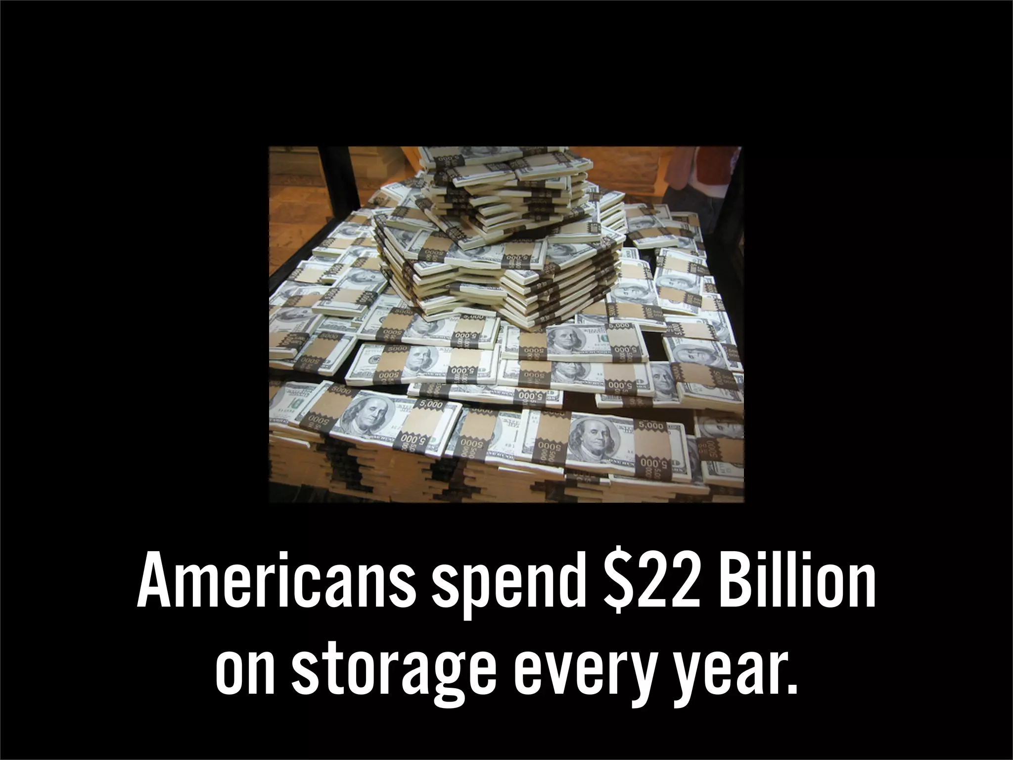 Americans spend $22 Billion
  on storage every year.
 