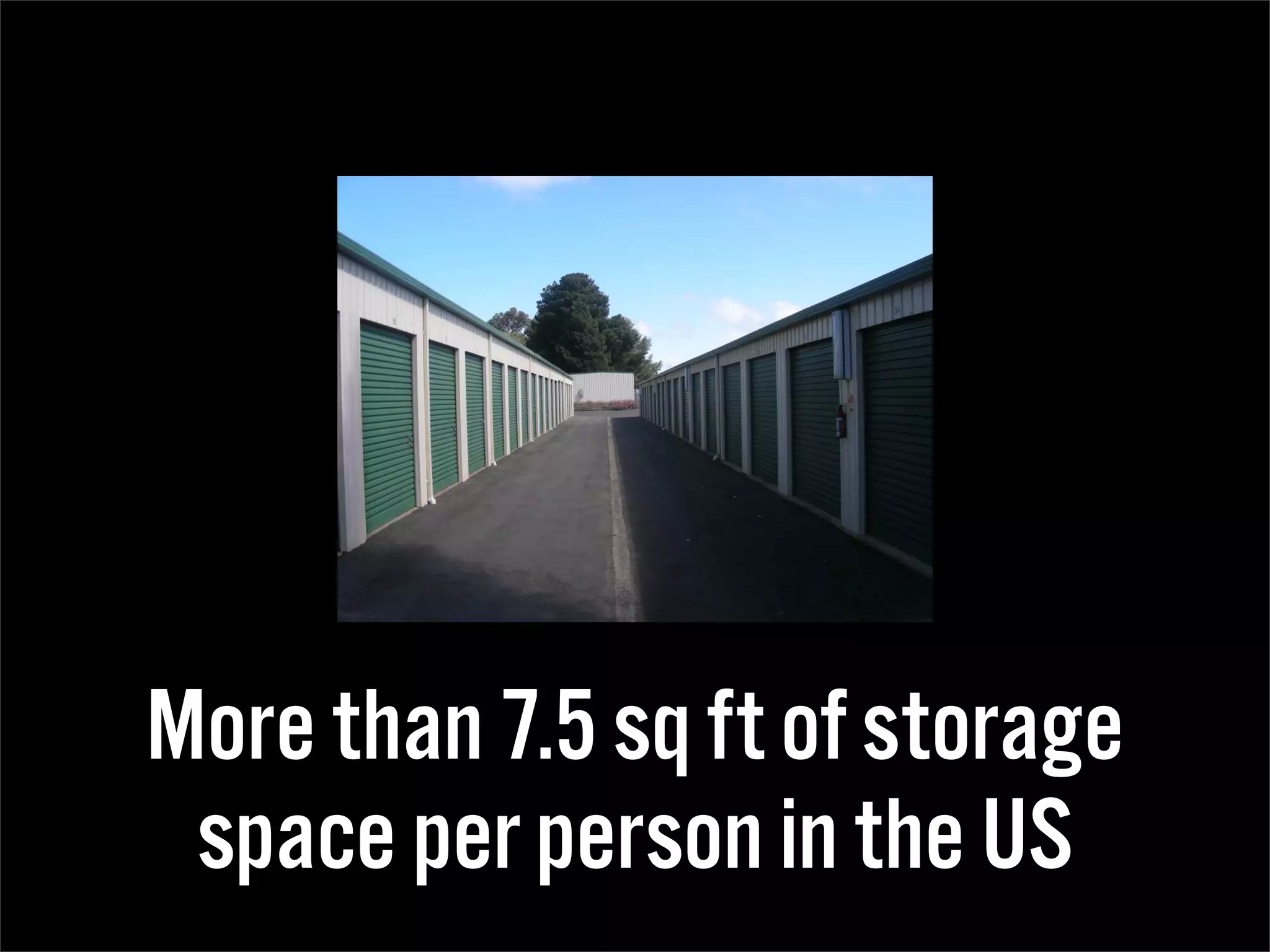 More than 7.5 sq ft of storage
 space per person in the US
 