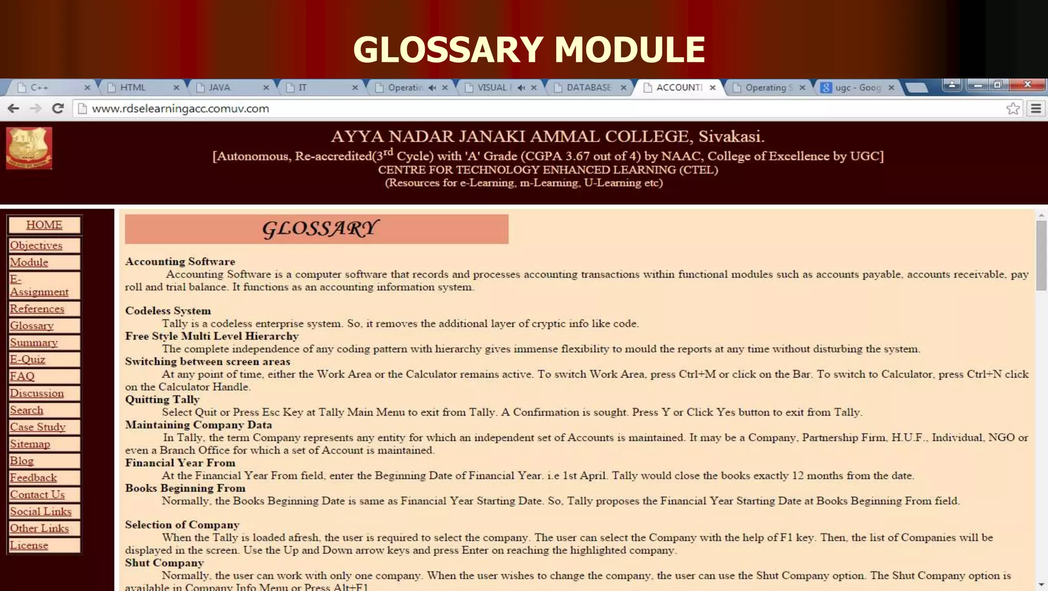 GLOSSARY MODULE
197
 