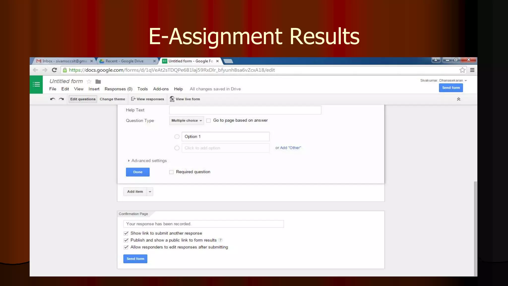 E-Assignment Results
 