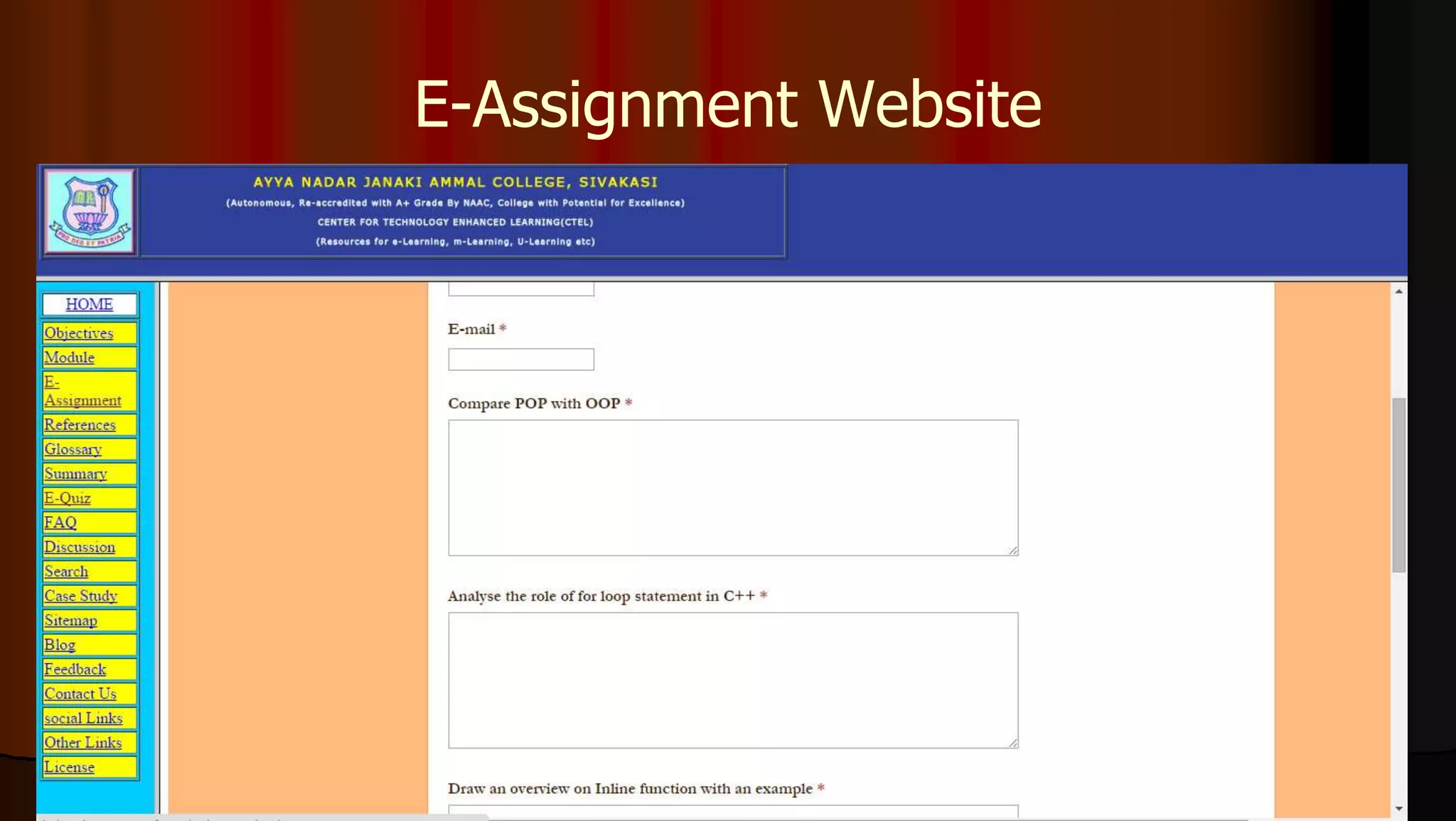 E-Assignment Website
 
