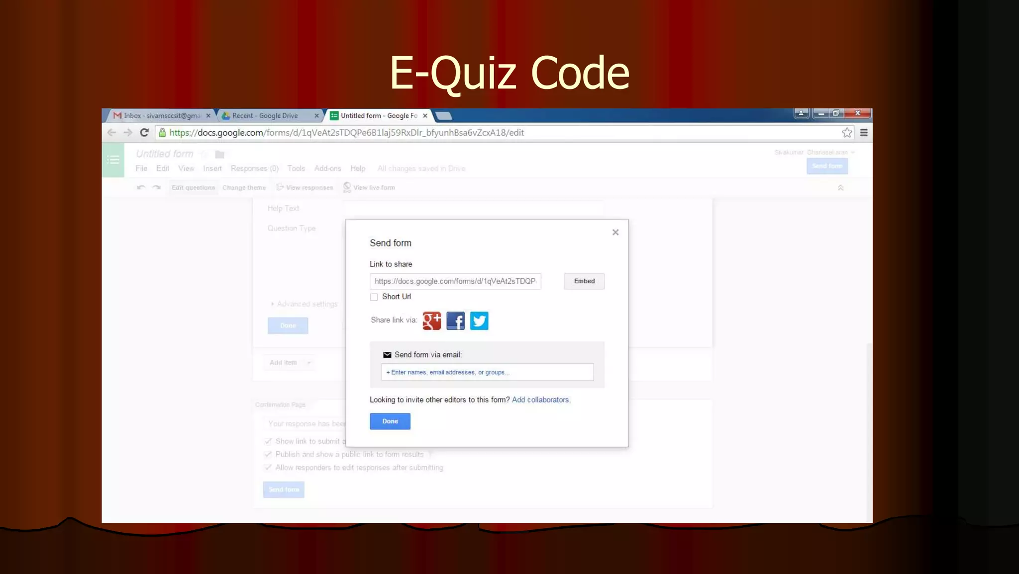 E-Quiz Code
 