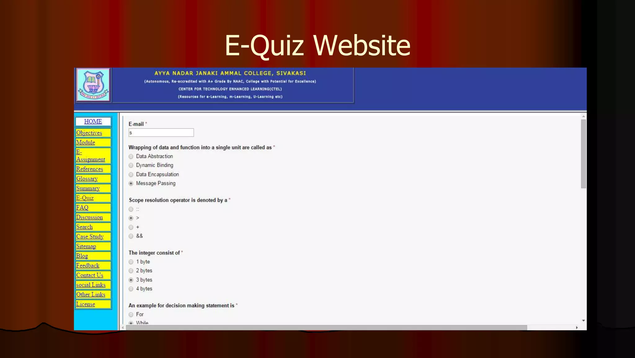 E-Quiz Website
 