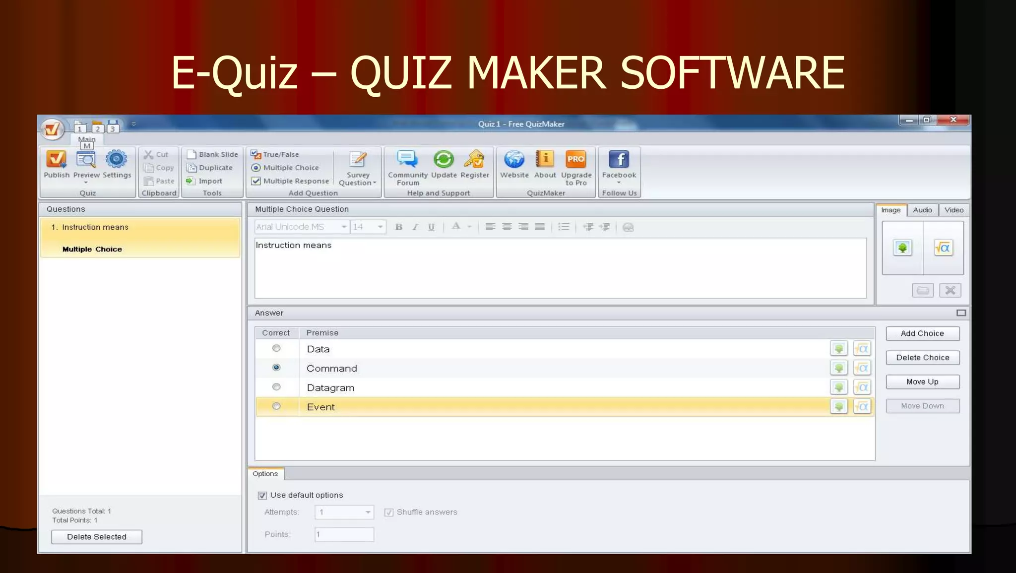 E-Quiz – QUIZ MAKER SOFTWARE
 