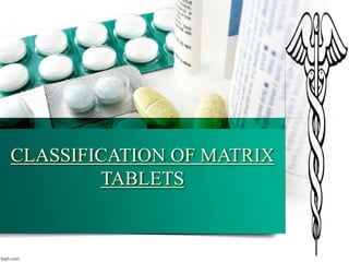 CLASSIFICATION OF MATRIX
TABLETS
 