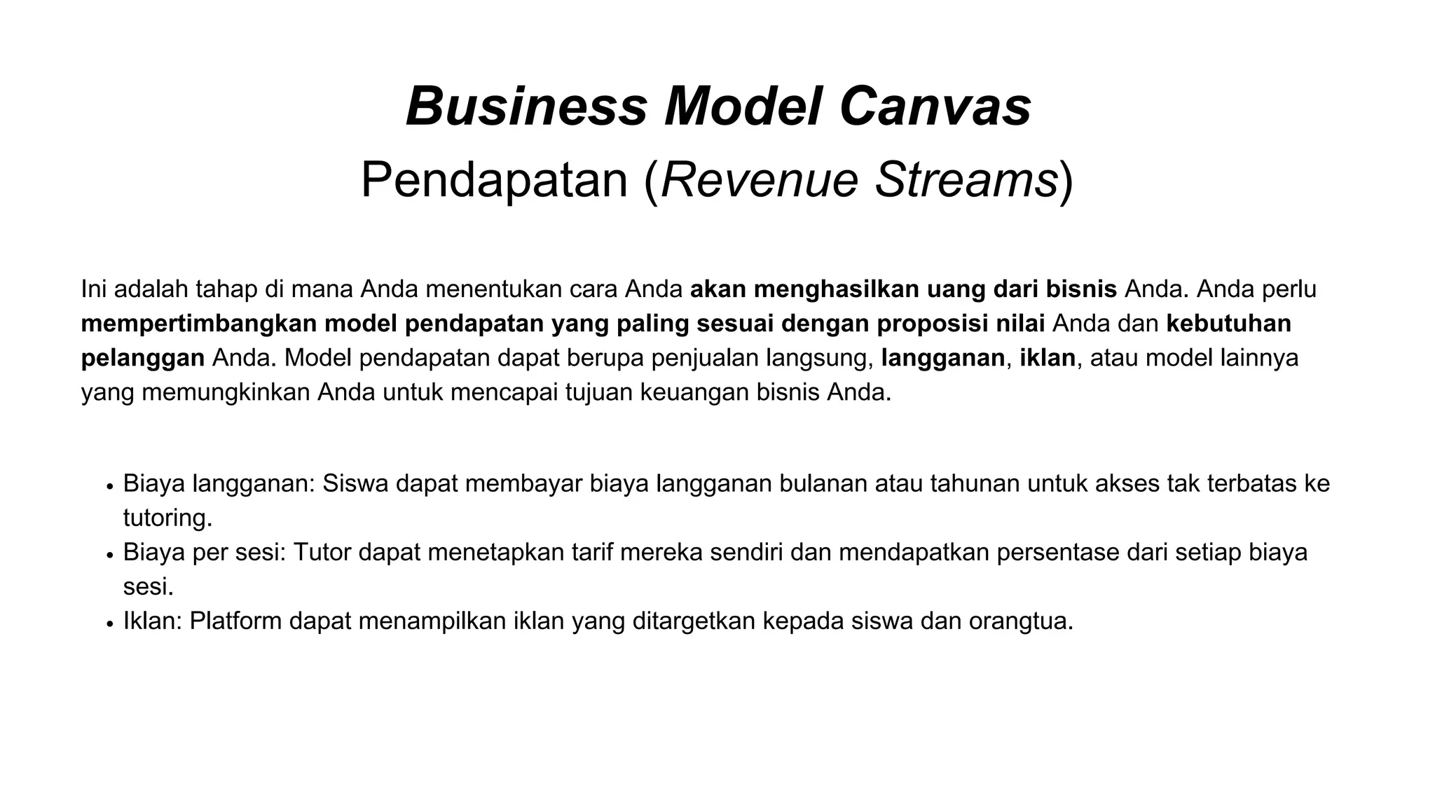 Business Model Canvas Platform Tutoring Online PDF