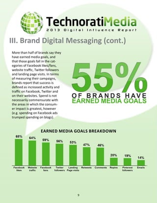III. Brand Digital Messaging (cont.)


     HOW BRANDS MEASURE EARNED MEDIA SUCCESS




                       10
 