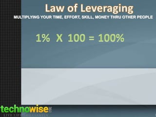 MULTIPLYING YOUR TIME, EFFORT, SKILL, MONEY THRU OTHER PEOPLE

 