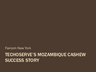 TECHOSERVE’S MOZAMBIQUE CASHEW
SUCCESS STORY
Faircom New York
 