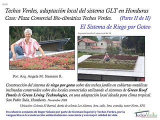 Techos verdes, adaptación local sistema GLT en honduras, construcción sistema de riego, parte II