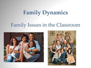 Family Dynamics

Family Issues in the Classroom
 