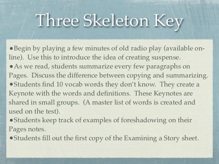 Three Skeleton Key Plot Chart