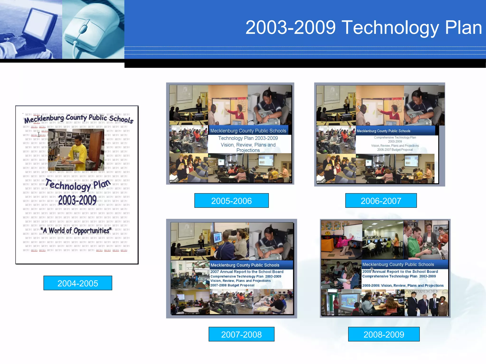 2003-2009 Technology Plan




            2005-2006          2006-2007




2004-2005




              2007-2008        2008-2009
 