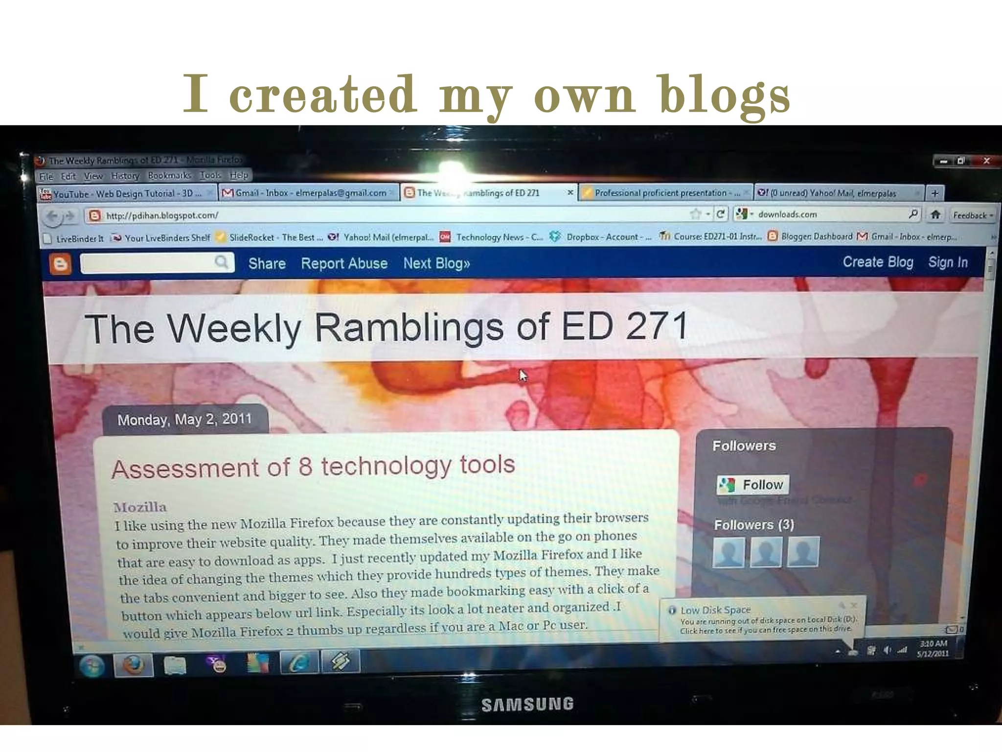I created my own blogs 