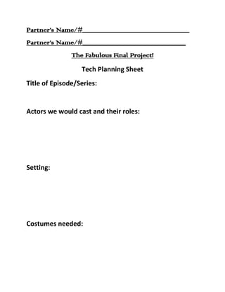You will discuss how to meld  your topics into a smooth, interesting series to propose to the History Channel Youth Programming Producers.