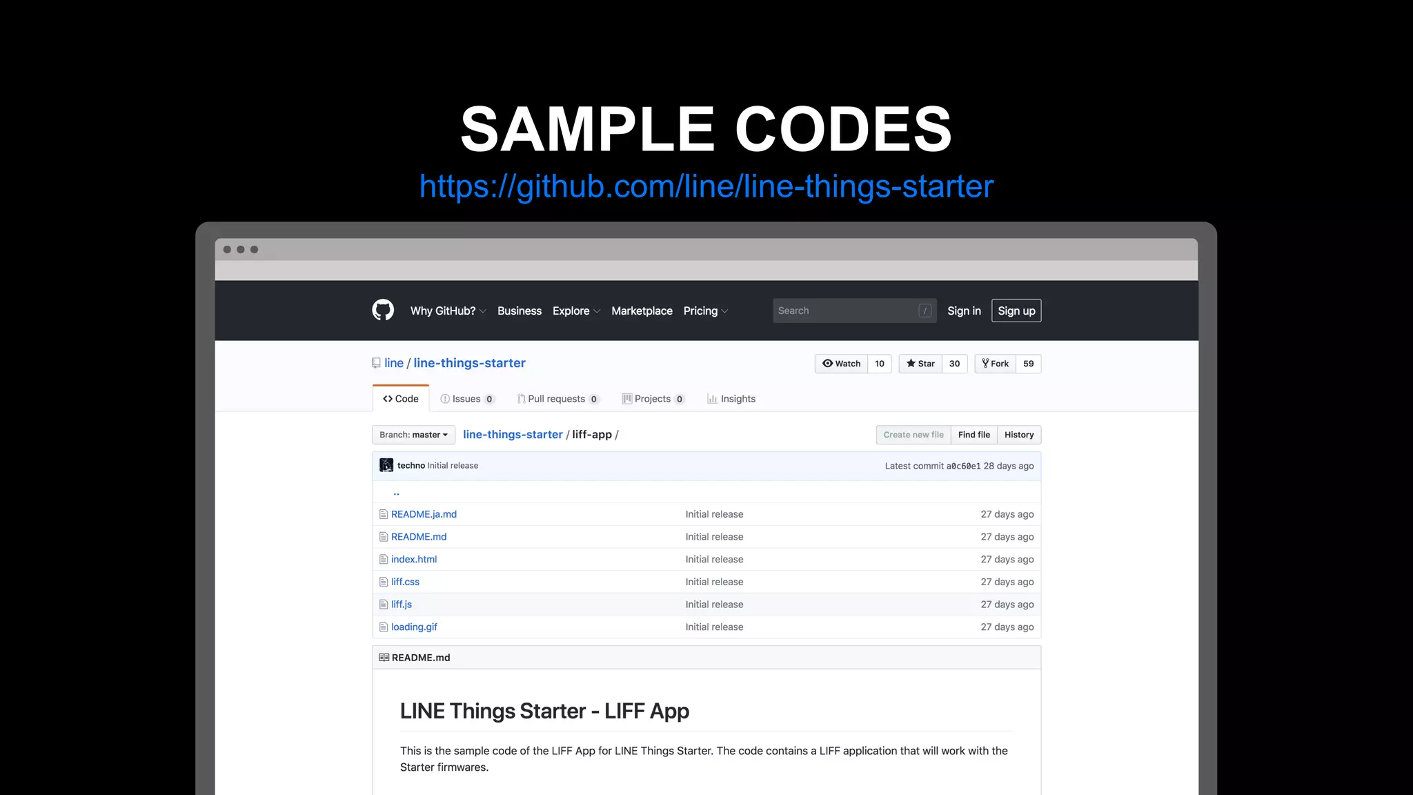 https://github.com/line/line-things-starter
SAMPLE CODES
 