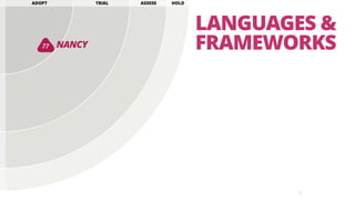 37
LANGUAGES &
FRAMEWORKSNANCY77
 