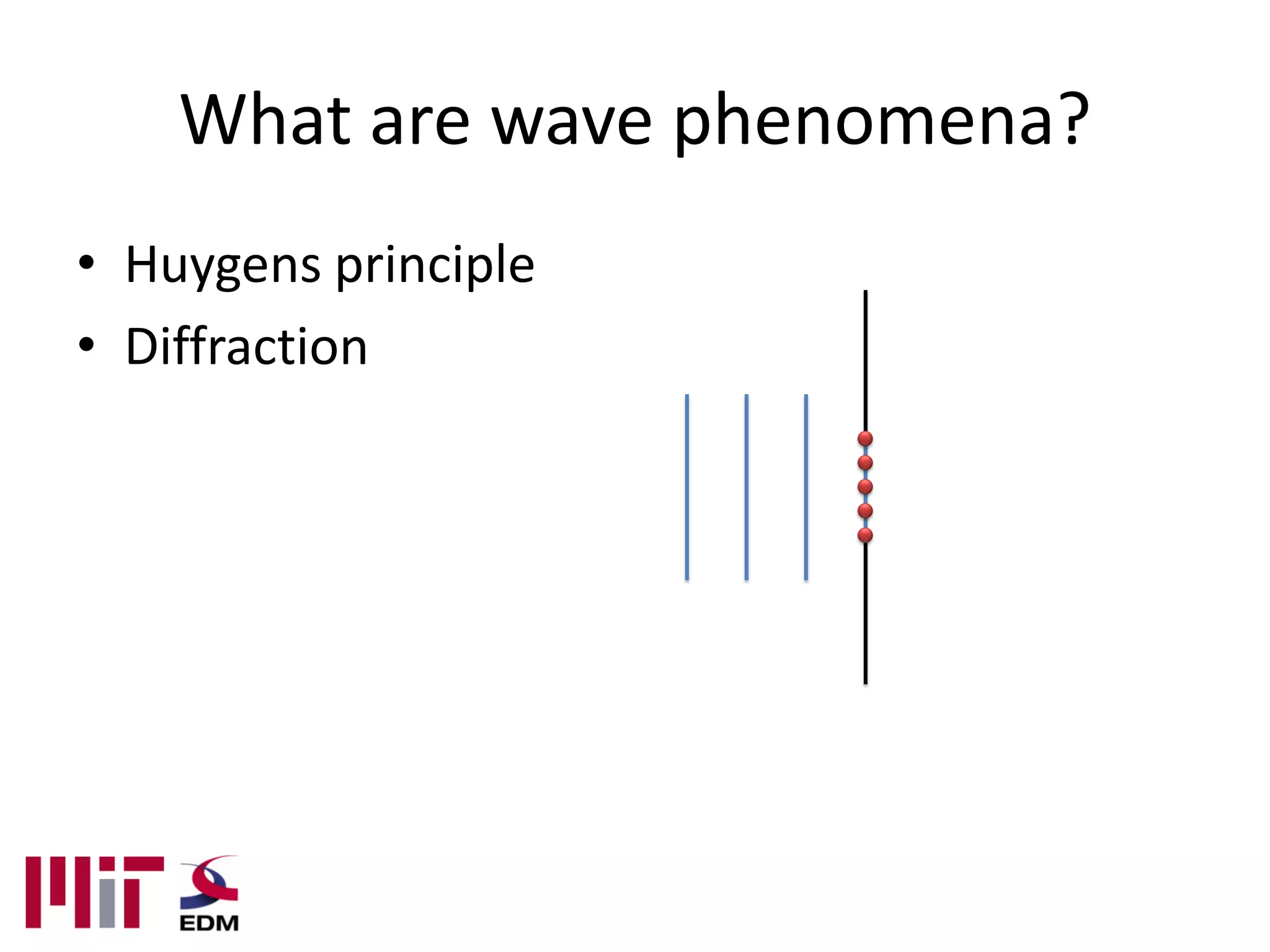 What are wave phenomena?
• Huygens principle
• Diffraction
 