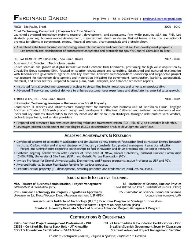 pmp certified project manager resumes