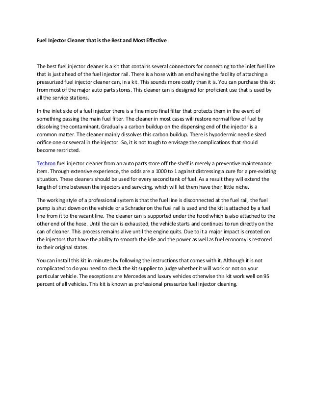 Fuel Injector Cleaner that is the Best and Most Effective