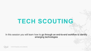 TECH SCOUTING
In this session you will learn how to go through an end-to-end workflow to identify
emerging technologies
 