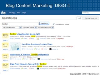 Blog Content Marketing: DIGG it 
