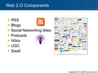 RSS Blogs Social Networking Sites Podcasts Wikis UGC SaaS Web 2.O Components 